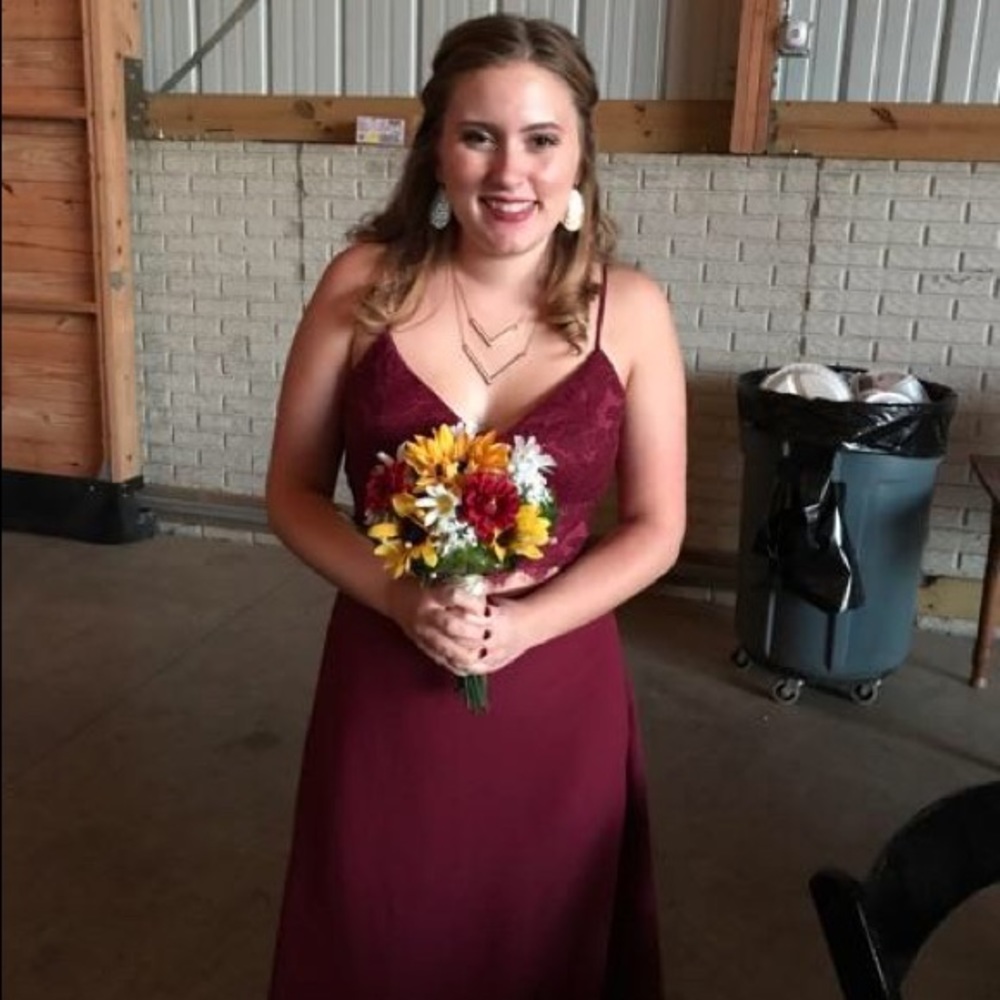 2 piece burgundy bridesmaid dress